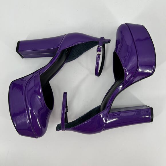 Marc Fisher Lucah Ankle Strap Platform Pump Womens 7.5M Purple Patent Leather - Picture 5 of 10